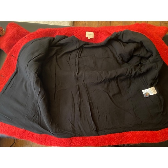 Sezane Jacket Alda Wool Mohair Alpaca Shacket Fuzzy Winter Fall Red 42 GUC - Picture 8 of 11